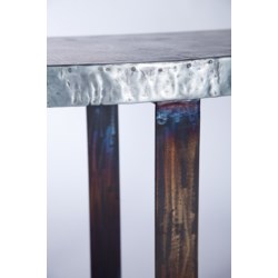 Demi Lune Strap Console Table with Hammered Zinc Top